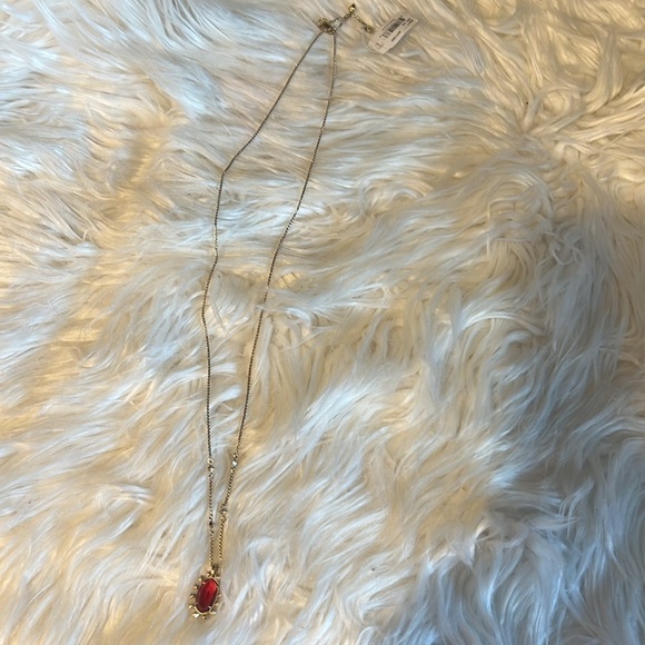 Elegant Gold Kendra Scott Brett Necklace with Red Pendant - Picture 3 of 7
